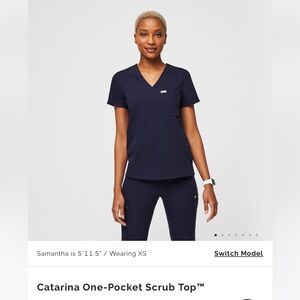 Figs Navy Blue Scrubs Top